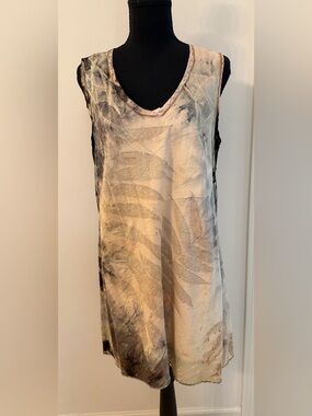 Gigi Renee Designs Unique Art to Wear Eco Dye Silk Botanical Dress Tunic Top M